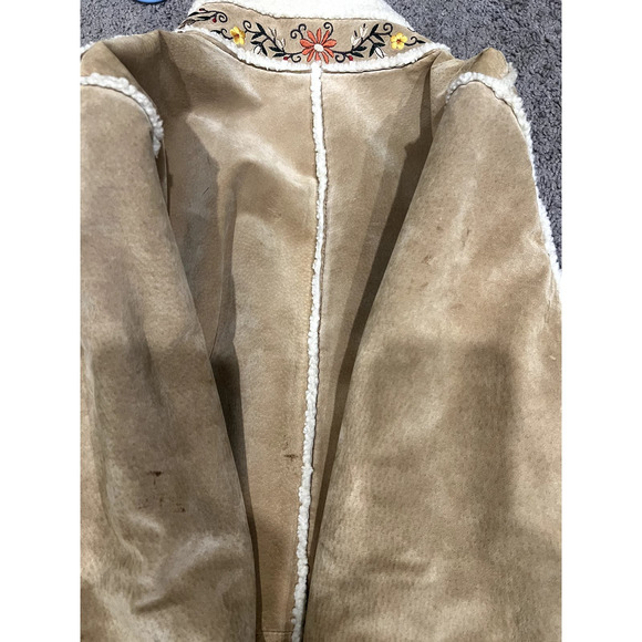 VTG Embroidered Suede & Shearling Coat ASO Phoebe Friends St John's Bay - Picture 15 of 15
